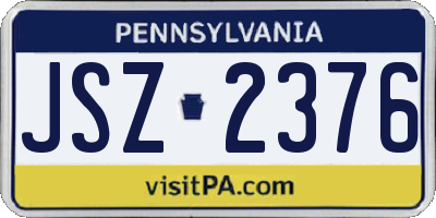 PA license plate JSZ2376
