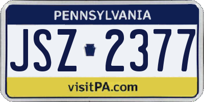 PA license plate JSZ2377