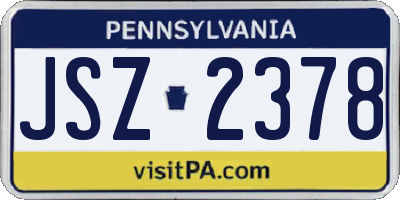 PA license plate JSZ2378