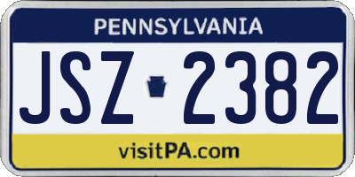 PA license plate JSZ2382