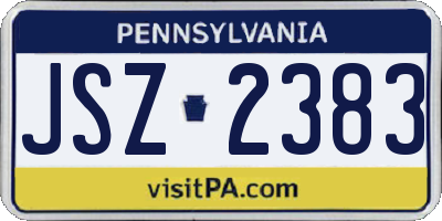 PA license plate JSZ2383
