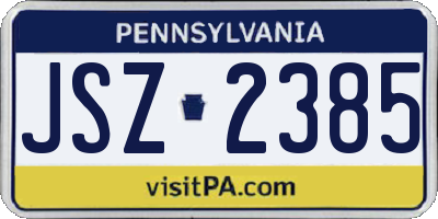 PA license plate JSZ2385