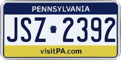 PA license plate JSZ2392