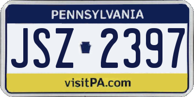 PA license plate JSZ2397