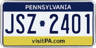 PA license plate JSZ2401
