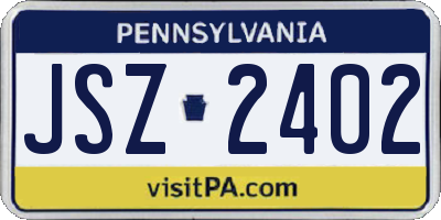PA license plate JSZ2402