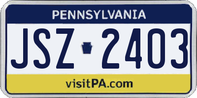 PA license plate JSZ2403