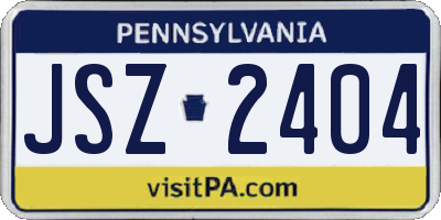PA license plate JSZ2404