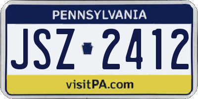 PA license plate JSZ2412