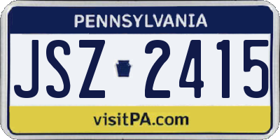 PA license plate JSZ2415