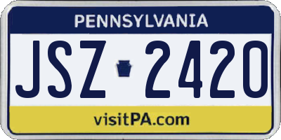 PA license plate JSZ2420