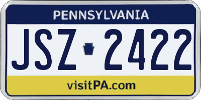 PA license plate JSZ2422