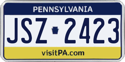 PA license plate JSZ2423