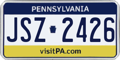 PA license plate JSZ2426