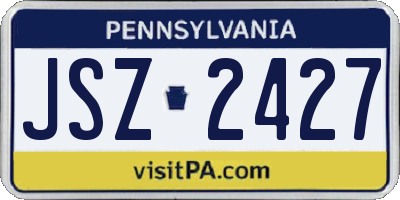 PA license plate JSZ2427