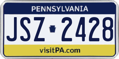 PA license plate JSZ2428