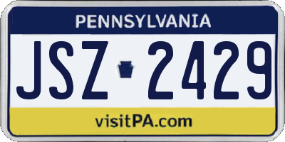 PA license plate JSZ2429