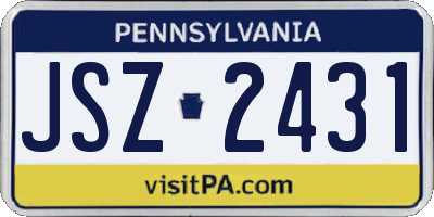 PA license plate JSZ2431