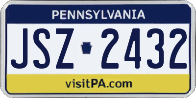 PA license plate JSZ2432
