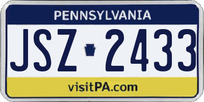 PA license plate JSZ2433