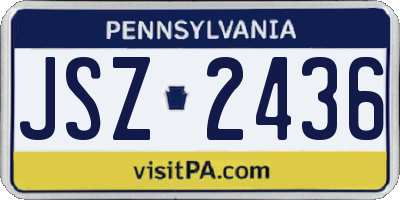 PA license plate JSZ2436