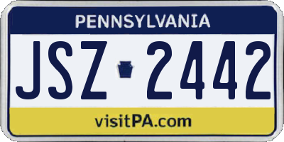 PA license plate JSZ2442