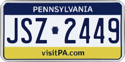PA license plate JSZ2449