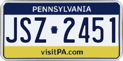 PA license plate JSZ2451