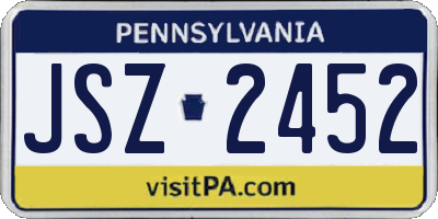 PA license plate JSZ2452