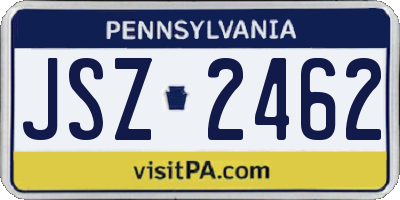 PA license plate JSZ2462