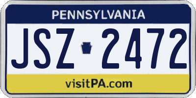 PA license plate JSZ2472