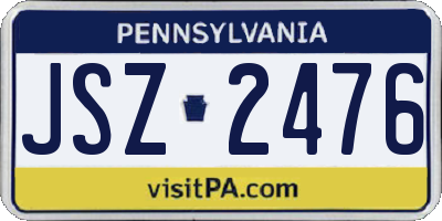 PA license plate JSZ2476