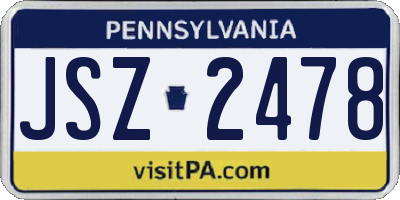 PA license plate JSZ2478