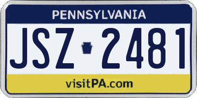 PA license plate JSZ2481