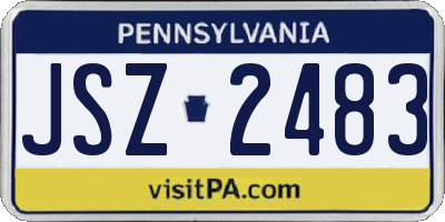 PA license plate JSZ2483