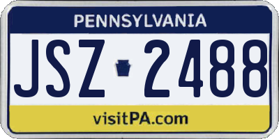 PA license plate JSZ2488