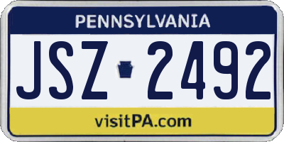 PA license plate JSZ2492