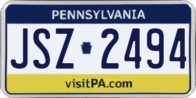 PA license plate JSZ2494