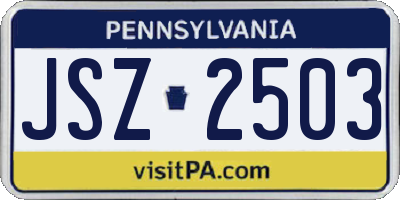 PA license plate JSZ2503