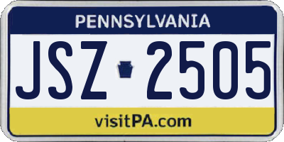 PA license plate JSZ2505