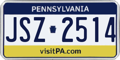 PA license plate JSZ2514