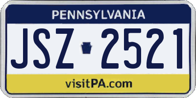 PA license plate JSZ2521