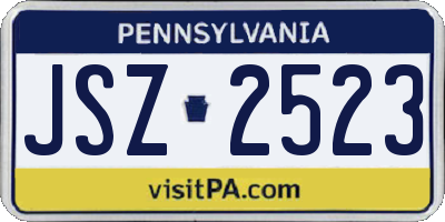 PA license plate JSZ2523