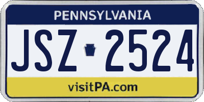PA license plate JSZ2524