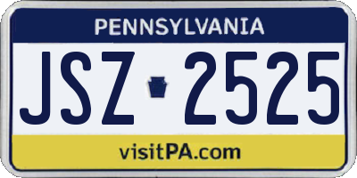 PA license plate JSZ2525