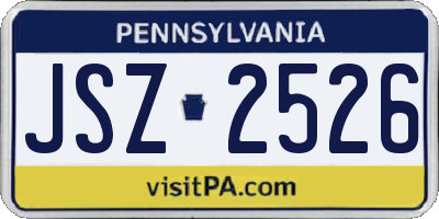 PA license plate JSZ2526