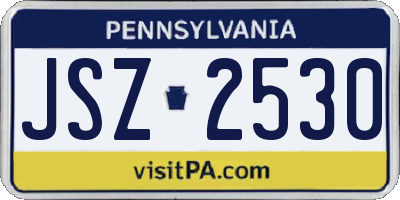PA license plate JSZ2530