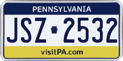PA license plate JSZ2532