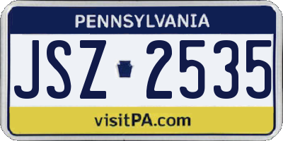 PA license plate JSZ2535