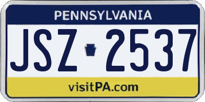 PA license plate JSZ2537